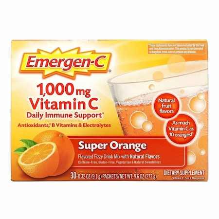 Emergen-C Daily Immune Support Oral Supplement Super Orange Flavor Powder 0.30 oz. Individual Packet, 30PK 07631430203